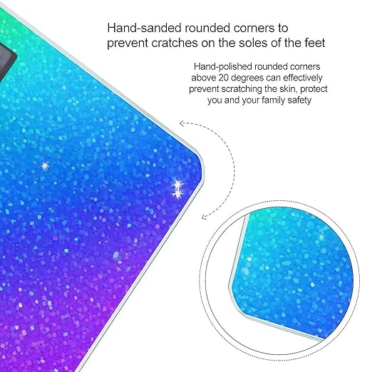 Smart Scale for Body Weight Automatic Switch Digital Bathroom Weighing Scale Beautiful Turquoise Bling Glitter Sparkles Pattern