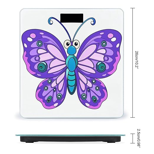 Purple Butterfly Scale for Body Weight Accurate Digital Bathroom Scale Toughened Glass High Precision Scales Smart Weight Scales with Large LCD Backlight Display Weighing Machine