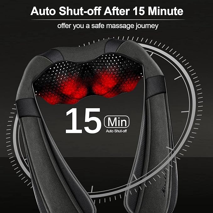 Mirakel Shiatsu Neck &amp Back Massager with Heat - Deep Tissue Neck Back &amp Shoulder Pain Relief - Ergonomic Design Shoulder Massager Electric Kneading Whole Body Massage Pillow Gifts for Women