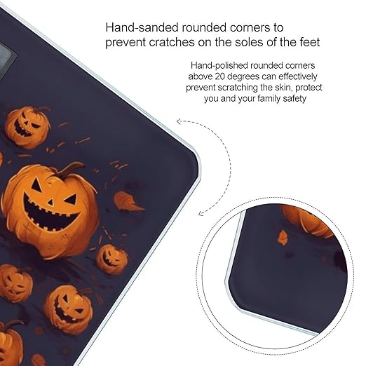Halloween Pumpkin Scale for Body Weight High Precision Digital Weight Scales with LCD Display Anti-Slip Sturdy Slim Tempered Glass Bathroom Scale for Home Use