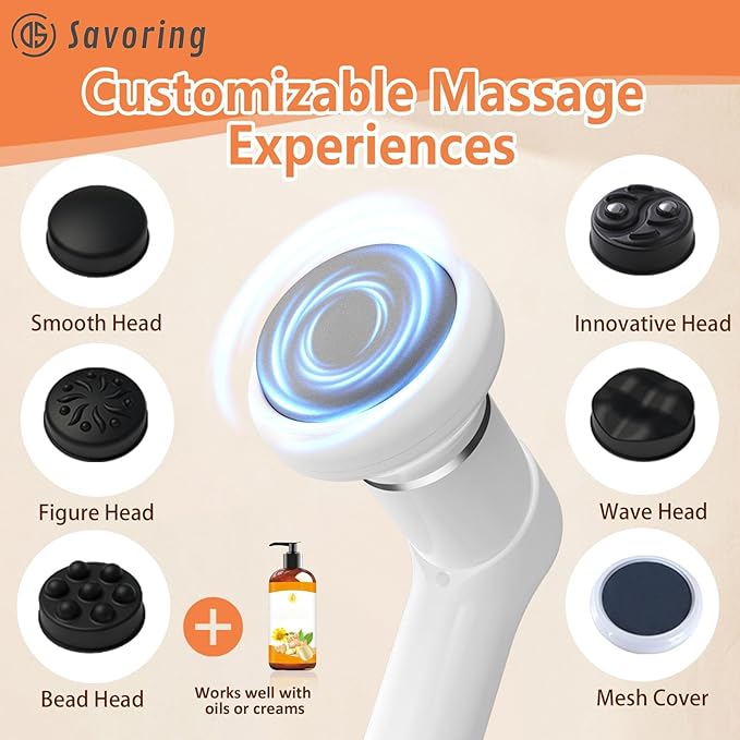 Cordless Body Massage Lymphatic Drainage Tool 5-in-1 Handheld Body Sculpting Machine Electric Cellulite Massager with 6 Speeds Rechargeable &amp Portable Cellulite Roller for Thighs Butt Fat