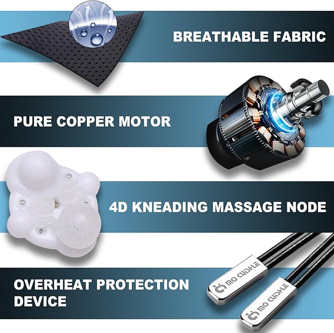 Mo Cuishle Shiatsu Back Shoulder and Neck Massager with Heat Electric Deep Tissue 4D Kneading Massage Best Gifts for Women Men Mom Dad Fathers Day Mothers Day Christmas Gifts