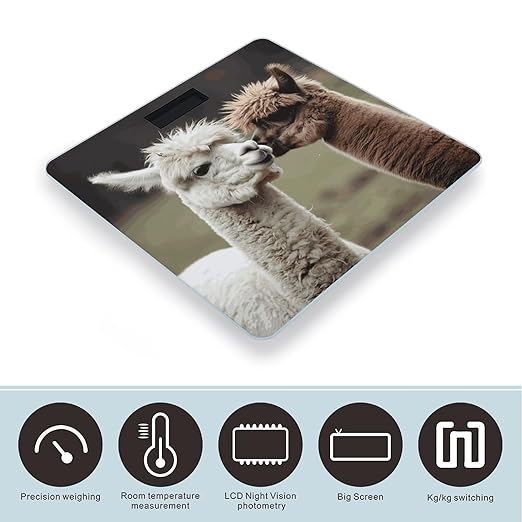 Funny Alpaca Bathroom Scale for Body Weight Bathroom Weighing Scale with Backlit LCD Display Highly Accurate Measures Weight Up to 180kg