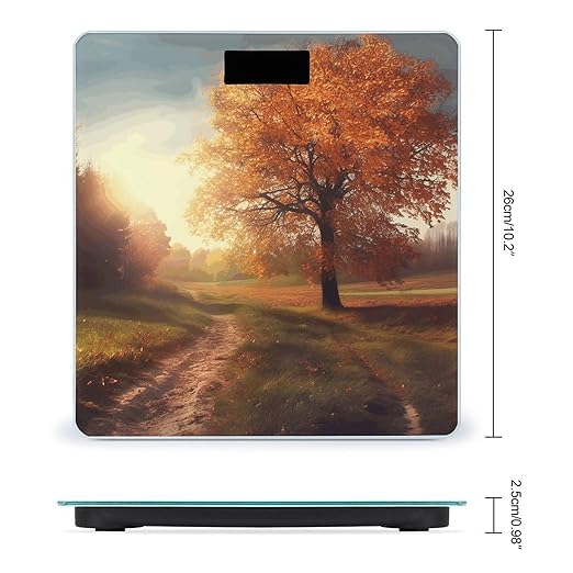 Autumn Scene Digital Bathroom Scale for Body Weight Weighing Scale with Backlit LCD Display High Precision Measurements &amp Measures Weight Up to 180kg