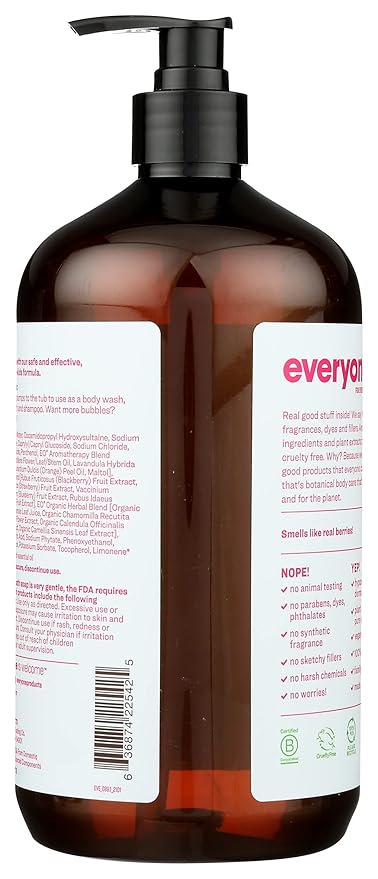 Everyone 3-In-1 Berry Blast Scent Gentle And Hypoallergenic Kids Soap Gluten Free 32 Fluid Ounce (Pack Of 1)
