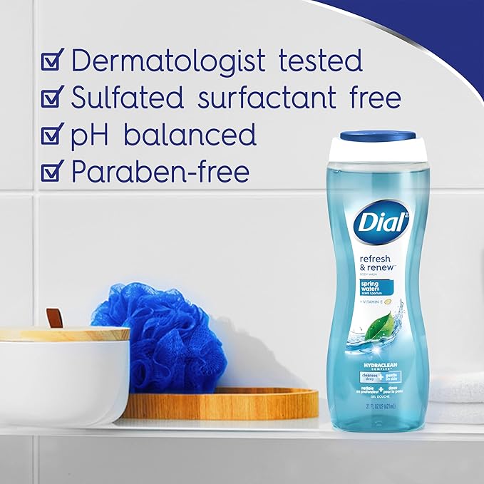 Dial Body Wash Refresh &amp Renew Spring Water 23 fl oz (Pack of 3) &amp Men 3in1 Body Hair and Face Wash Recharge 69 fl oz (3-23 fl oz Bottles)