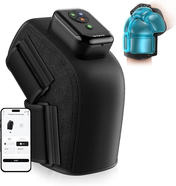 Comfytemp Air Compression Therapy Device K1006 Cordless Knee Massager for Circulation and Pain Relief FSA Eligible HSA Heated Massage Wrap with 3 Modes &amp Intensities Ideal for Men Women Seniors