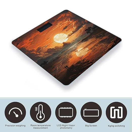 Orange Sky Scale for Body Weight Precision Bathroom Weighing Scales with Back Lit LCD Display Sturdy Tempered Glass Body Weight Scales Digital Bathroom Scale 400lb