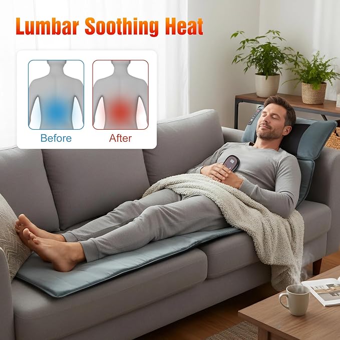 Full Body Massage Mat with Heat Back Massage Pad with Detachable Neck Massager with 10 Vibration Motors Multifunctional Body Massager Gift for Dad Mom Women Men