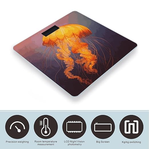 Jellyfish Orange Smart Scale for Body Weight Accurate Bathroom Scale with LED Display Digital Weight Scales Weighing Machine High Precision Scales for Bath Home