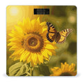 Sunflower Butterfly Sunny Scale with LCD Easy-to-Read Anti-Slip Weight Digital Bathroom Scale Precision Weighing Scales Sturdy Tempered Glass Body Weight Scales for Daily Use