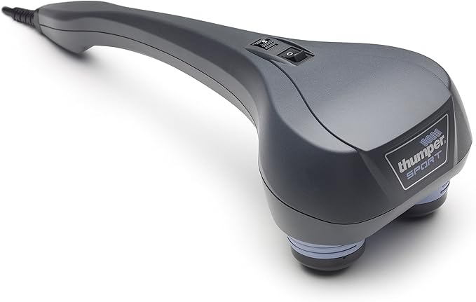 Thumper Sport Percussive Massager - Deep Tissue Home use Massage for Muscles Back Shoulders Neck Legs arms. Portable Therapy Action Electric Handheld Massager with Long Handle