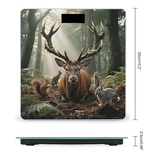 Forest Wildlife Scale for Body Weight Sturdy Tempered Glass Weighing Scales with LCD Display Accurate Digital Bathroom Scale Convenient Body Fat Smart Scales Easy Read