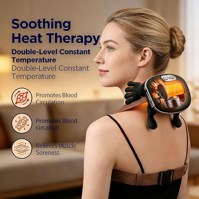 Neck Massager 2026Newly upgraded version 4D Human-Like Hand Massager with Heat Electric Shoulder &amp Cervical Massage for Wireless Portable Neck and Back Massager Relieve fatigue (Green version)