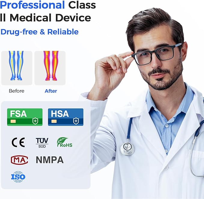 Foot Massager for Neuropathy Rechargeable TENS EMS Foot Stimulator with 10 Modes 20 Intensities Feet Circulation Stimulator for Neuropathy Plantar Fasciitis Gifts for Mom Dad