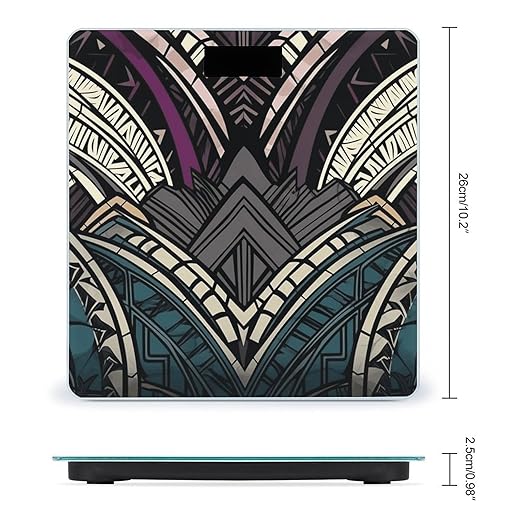 Art Deco Geometric Pattern Digital Bathroom Scale for Body Weight Weighing Scale with Backlit LCD Display High Precision Measurements &amp Measures Weight Up to 180kg