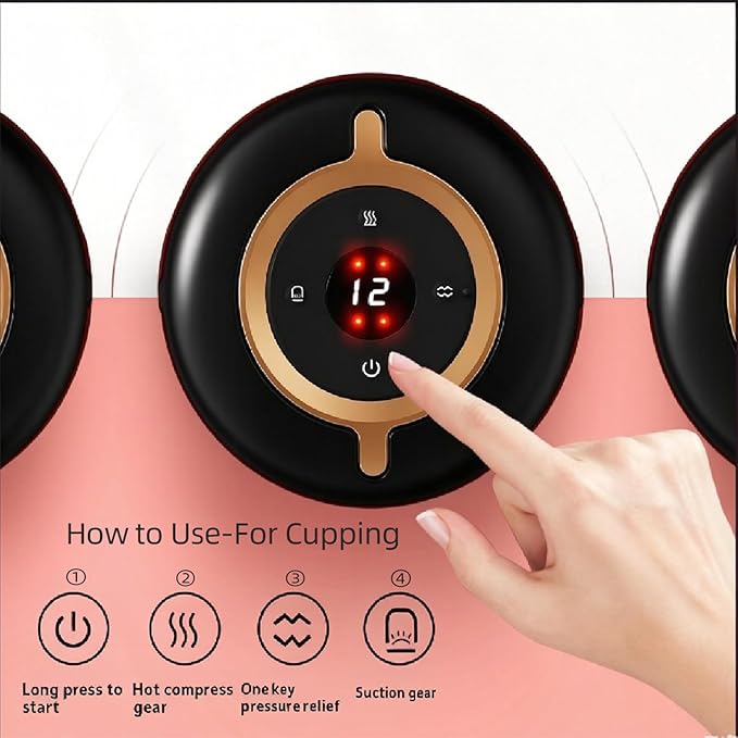 5-in-1 Smart Cupping Therapy Massager Red Light Therapy for Targeted Pain Relief Knots Aches Muscle Soreness Circulation &amp Tighter Skin Portable Cupping Kit