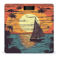 Sunset and Sailboat Weight Scale Digital Electronic Scales Bathroom Scale Larg LCD Backlight Display High Precision MeasurementsTempered Glass