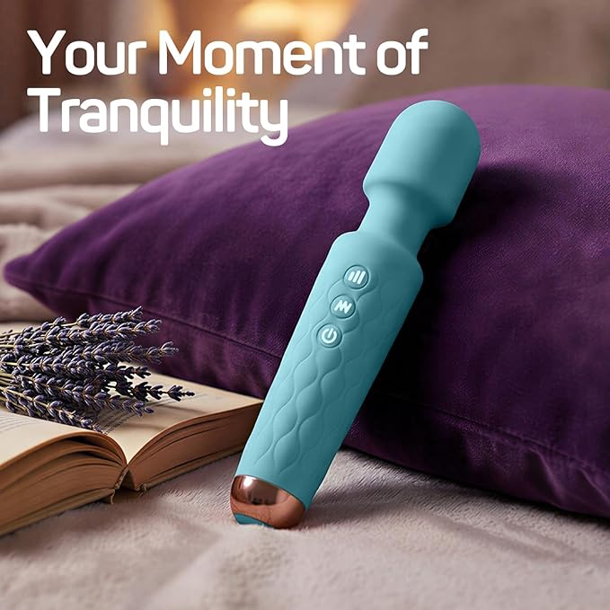 Rechargeable Personal Massager 8-Speed &amp 20-Mode Cordless Handheld Percussion Massager for Neck Back Shoulder Relaxation Quiet Handheld Body Massager with Ergonomic Design(Light Blue)