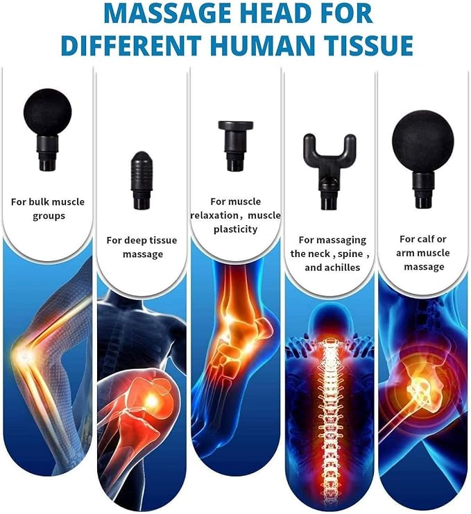 WBM Smart Massage Gun Deep Tissue Percussion Muscle Massager for Pain ReliefElectric Body Massager Sports Drill Portable Super Quiet Brushless Motor (Silver)