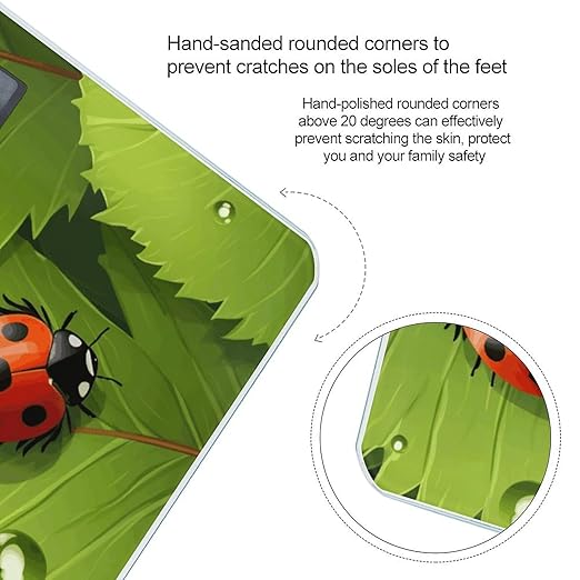 Leaves and Ladybugs Scale for Body Weight Highly Accurate Digital Bathroom Body Scale Digital Bathroom Scales for People Anti-Slip Large LCD Display Smart Scales