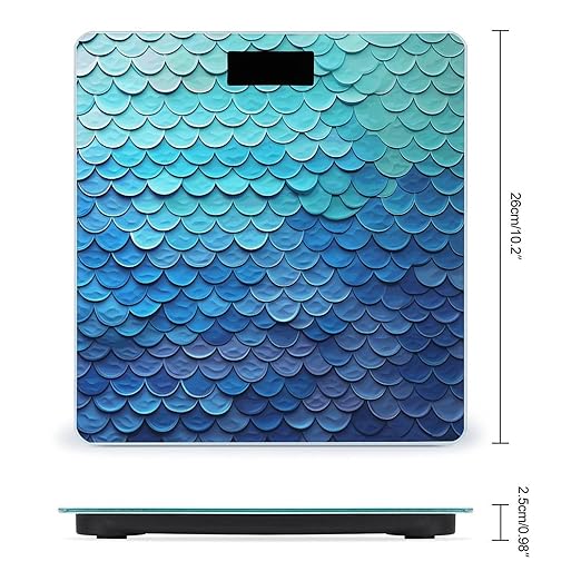 Ocean Sea Blue Mermaid Fish Scale Bathroom Scale for Body Weight 400 Lb Weight Scale with High Precision Sensors Tempered Glass Highly Accurate Digital Weighing Machine for People