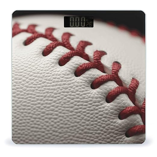 Baseball Lace Close Up Scale for Body Weight Safe Rounded Corners Tempered Glass Digital Bathroom Scale LED Display 400lb Capacity Weight Scales with High Precision Sensors