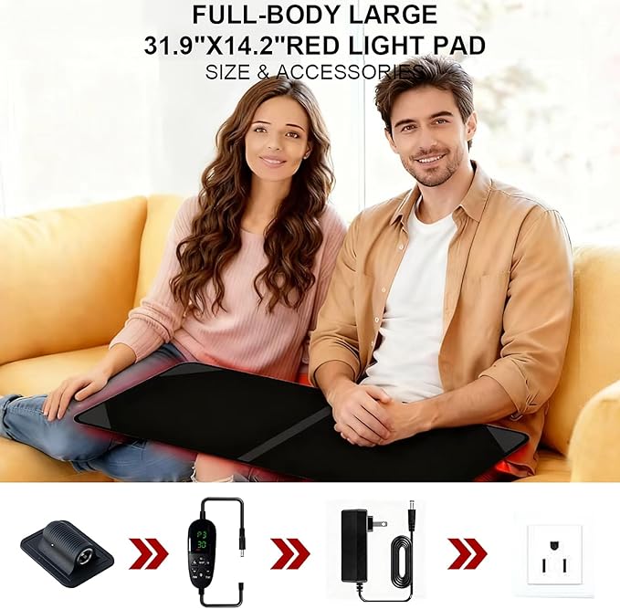 Red Light Therapy Mat for Body 31.9 x 14.2 Large Red Light Therapy Pad with Protection Device 660nm &amp 850nm Infrared Light Therapy Wrap for Body Back Waist Shoulder Knee Joint Gift for Women