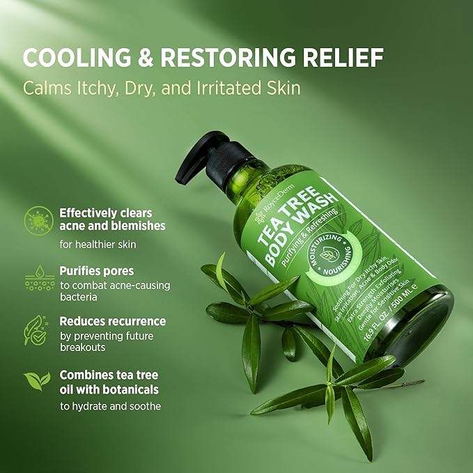 Roycederm Antifungal Body Wash &amp Soap Antibacterial Tinea Versicolor Tea Tree Body Wash Back Acne Folliculitis For Jock Itch Athletes Foot Body Odor Ringworm