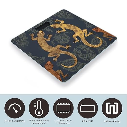Digital Bathroom Scale for Body Weight Scale with Bright LCD Display High Accuracy Step-On Technology Auto On/Off Gecko Lizards Digital Scales 400 Lbs /180kg