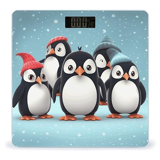 Cute Penguins5 Bathroom Scale Weight Scale for Body WeightHighly Accurate Digital Weighing Machine Clear LED Display Digital Bathroom Body Scale 400lb/182kg