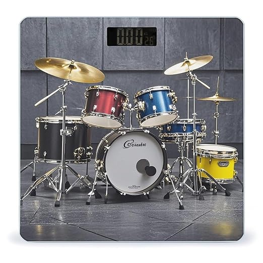 Cool Drum Set Bathroom Scale for Body Weight with High Precision Large LCD Backlight Display Digital Weighing Scale with BMI Capacity Up to 180kg
