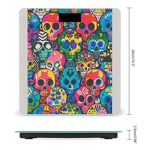 Colorful Skulls Print Scale for Body Weight Accurate Digital Bathroom Scale Toughened Glass High Precision Scales Smart Weight Scales with Large LCD Backlight Display Weighing Machine