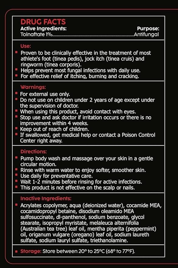 Blackbelt Body Wash - Antifungal Athlete's Body Soap - Prevents and Treats Ringworm Jock Itch and Athlete's Foot