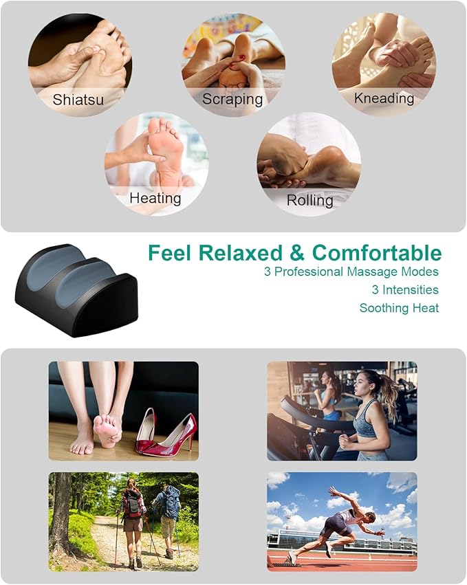 Foot Massager with Heat and Foot Massage Electric Foot Massager with Cord Remote Control Birthday Gifts for Mom and Dad (Black - Corded Electric)