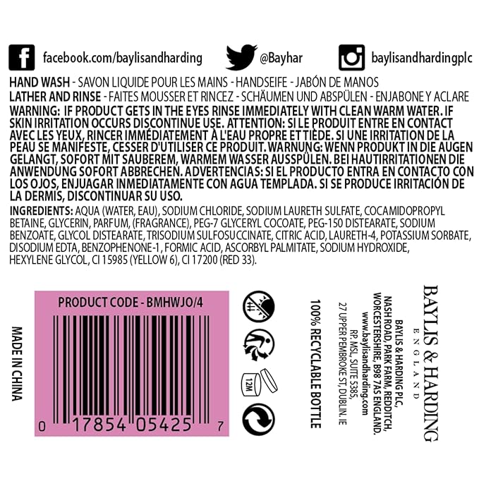 Baylis &amp Harding Jojoba Silk &amp Almond Oil 16.9 Ounces Hand Wash Pack Of 3
