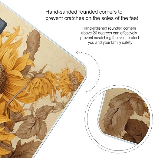 Bees and Sunflowers on Old Paper Bathroom Scale for Body Weight LCD Display Digital Bathroom Scale Tempered Glass Bathroom Weight Scales Fashion Smart Scales for Home Bedroom 400 Lb
