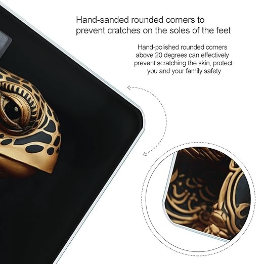 Black and Gold Sea Turtle Pattern Digital Bathroom Scale for Body Weight Weighing Scale with Backlit LCD Display High Precision Measurements &amp Measures Weight Up to 180kg