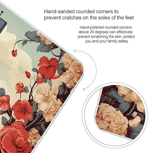 Paris Vintage Floral Bathroom Scale for Body Weight LCD Display Digital Bathroom Scale Tempered Glass Bathroom Weight Scales Fashion Smart Scales for Home Bedroom 400 Lb