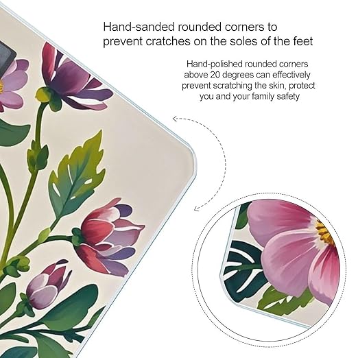 Hand Painted Flowers Bathroom Scale for Body Weight Bathroom Weighing Scales with Back Lit LED Display Sturdy Tempered Glass Body Weight Bathroom Scale 400lb Weighing