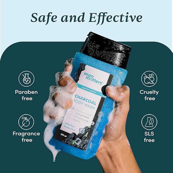 TV 3 in 1 Action Charcoal &amp Menthol Body Wash | With Menthol 5% Niacinamide &amp Activated Charcoal Beads | For Instant Cooling Odor Protection &amp Improves Skin texture | 250ml