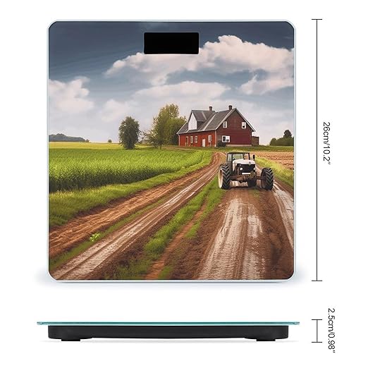 Country Road with Farm and Tractor Scale for Body Weight Digital Bathroom Scale Accurate Smart Weight Scales with Large Display Weighing Machine High Precision Scales