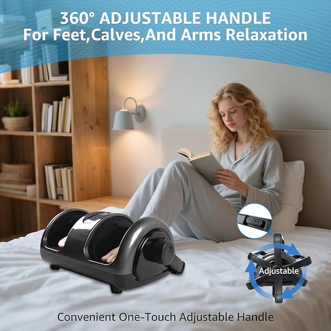 Foot Massager for Pain Relief and Improved Circulation - Shiatsu Deep Kneading with Heat for Plantar Fasciitis &amp Neuropathy Foot Calf Massager Gifts for Dad Men Women