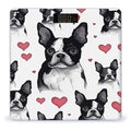 Boston Terrier Red Heart Dog Weight Scale Large Bathroom Scales Digital Weight with Bright LED Display Non Slip Automatic Weighing Scale Fashion Weighing Machine for Body