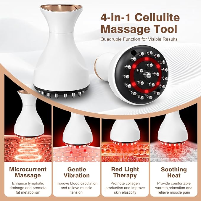 Lymphatic Drainage Massager 4-in-1 Anti-Cellulite Massager Tool Body Sculpting Machine for Microcurrent Light Heat &amp VibrationSuitable for Abdomen Arms Back &amp LegsHelps Reduce Stretch M