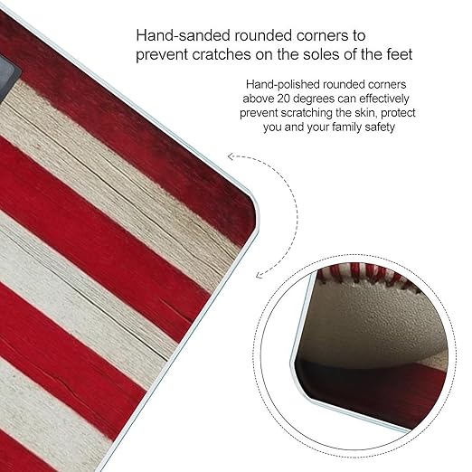 Digital Bathroom Weighing Scale Energy Saving Scale Smart Scale for Body Weight Baseball Rustic Wooden American Flag
