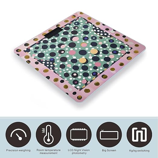 Beautiful Polka Dot Smart Scale for Body Weight Accurate Bathroom Scale with LED Display Digital Weight Scales Weighing Machine High Precision Scales for Bath Home