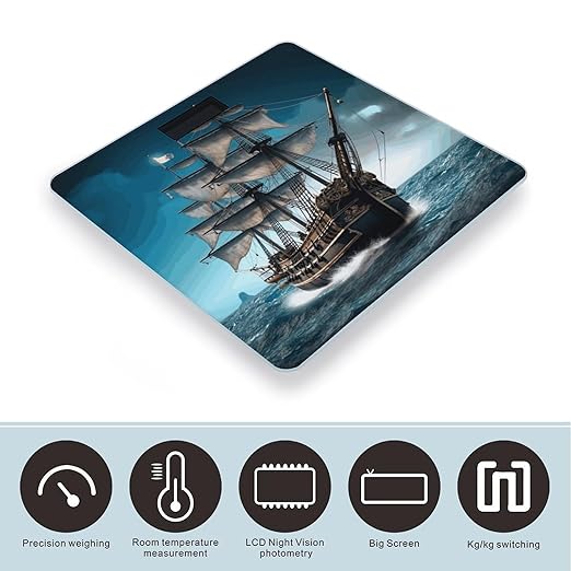 Digital Bathroom Scale for Body Weight Scale with Bright LCD Display High Accuracy Step-On Technology Auto On/Off Pirate Ship Digital Scales 400 Lbs /180kg