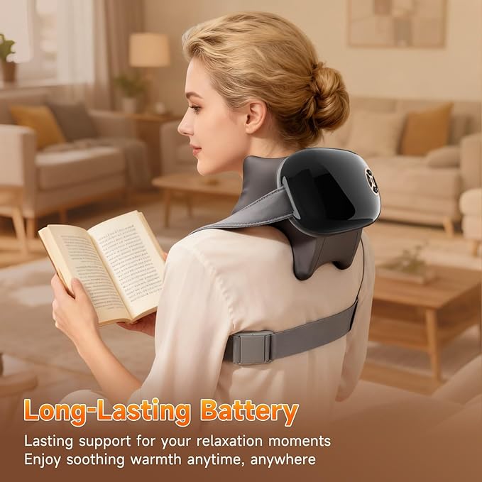 Neck Massager with Heat – Portable Shiatsu Neck &amp Shoulder MassagerDeep Tissue Electric MassageAdjustable Heat SettingsMuscle Relaxation for NeckShouldersBackPerfect for HomeOfficeand Trav