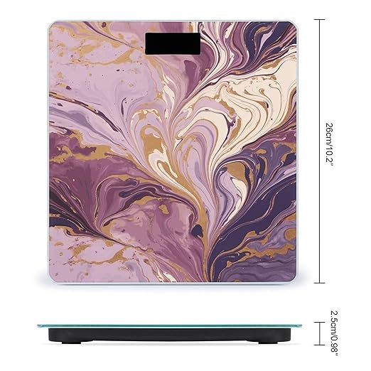 Purple and Gold Marble Scale for Body Weight Digital Bathroom Scale Precision Smart Weighing Scales with Clear LED Display Accurate High Precision Scales Weighing Machine